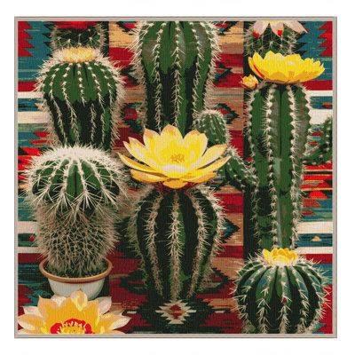 Washable Cactus Garden Southwestern Area Rug