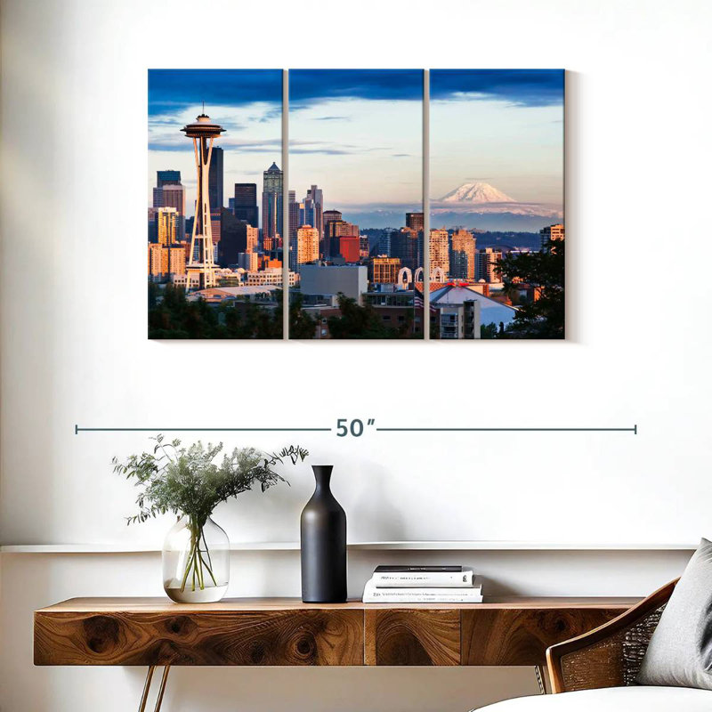 Skyline de Sirci Seattle et Mont Rainier, H 24 po x l 38 po