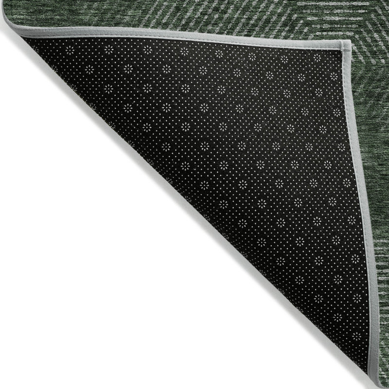 Tapis extérieur lavable géométrique vert et émeraude 5 pi x 8 pi