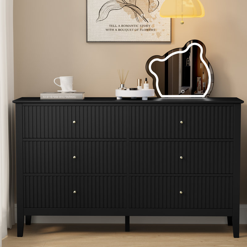 Commode double 6 tiroirs l 47 po Philomena, Noir