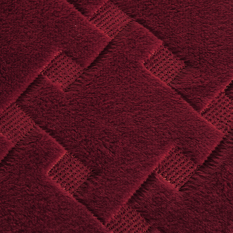 4 Piece Tatami Quilted Faux Fur Set, King Coverlet + 3 Additional Pieces, Burgundy
