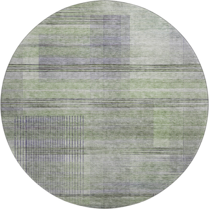 Premium Machine Washable Prisco Aloe Rug, Round 8'
