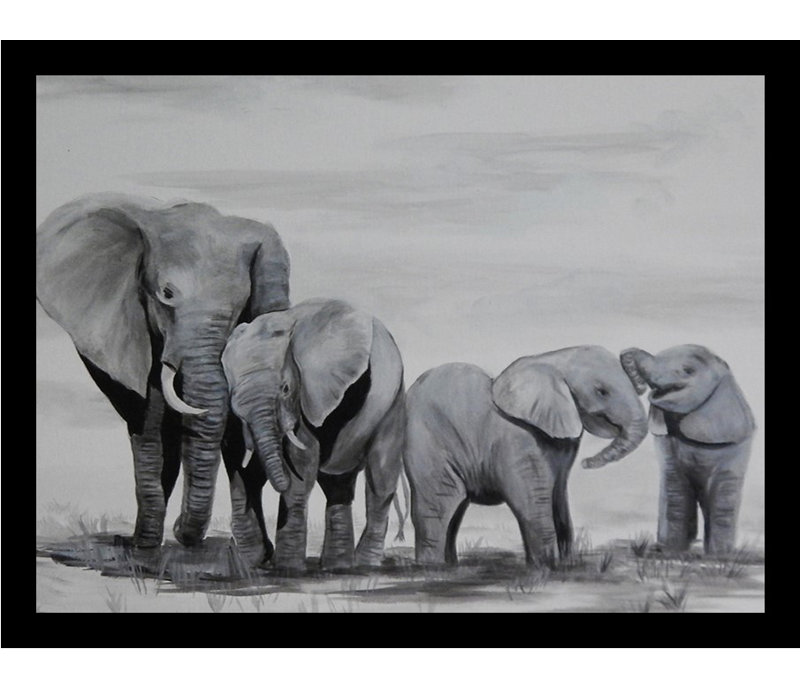 «Elephant Parade», reproduction d'art sur papier encadré, H 12 po x l 16 po x P 1 po