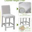 Table 5 pièces à hauteur de comptoir avec structure carrée et 4 chaises rembourrées en gris argenté
