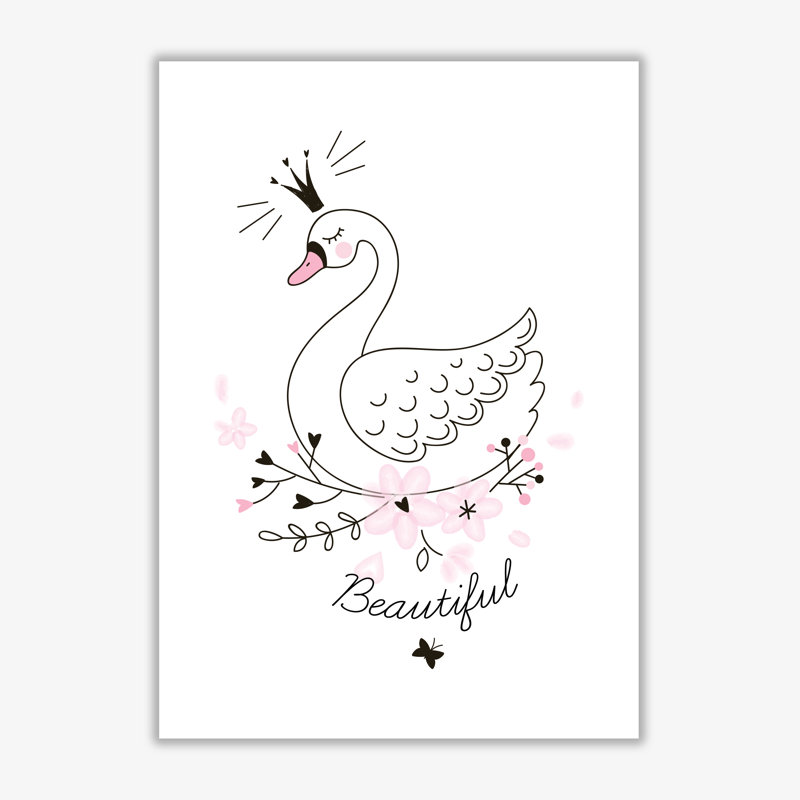 Beautiful Swan - Painting, No Frame, 30 cm H x 21 cm W x 1 cm D