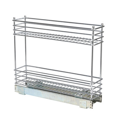 Elizandra Glidez Steel Pull-Out/Slide-Out Storage Organizer with Plastic Liners for Under Cabinet or Wire Shelf Use - 2 -Tier Design - Fits Standard Size Cabinet or Shelf