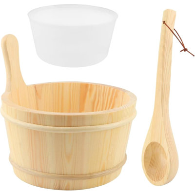 Wooden Sauna Bucket & Ladle Set, 1 Gallon (4L)