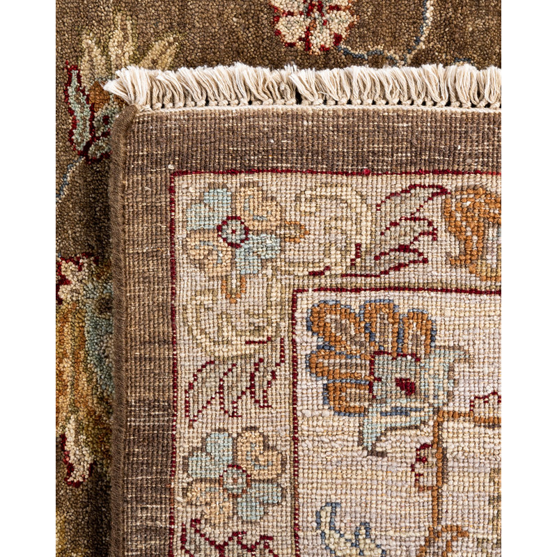 Handmade Brown and Beige Wool Area Rug, 8' 2" x 9' 9"