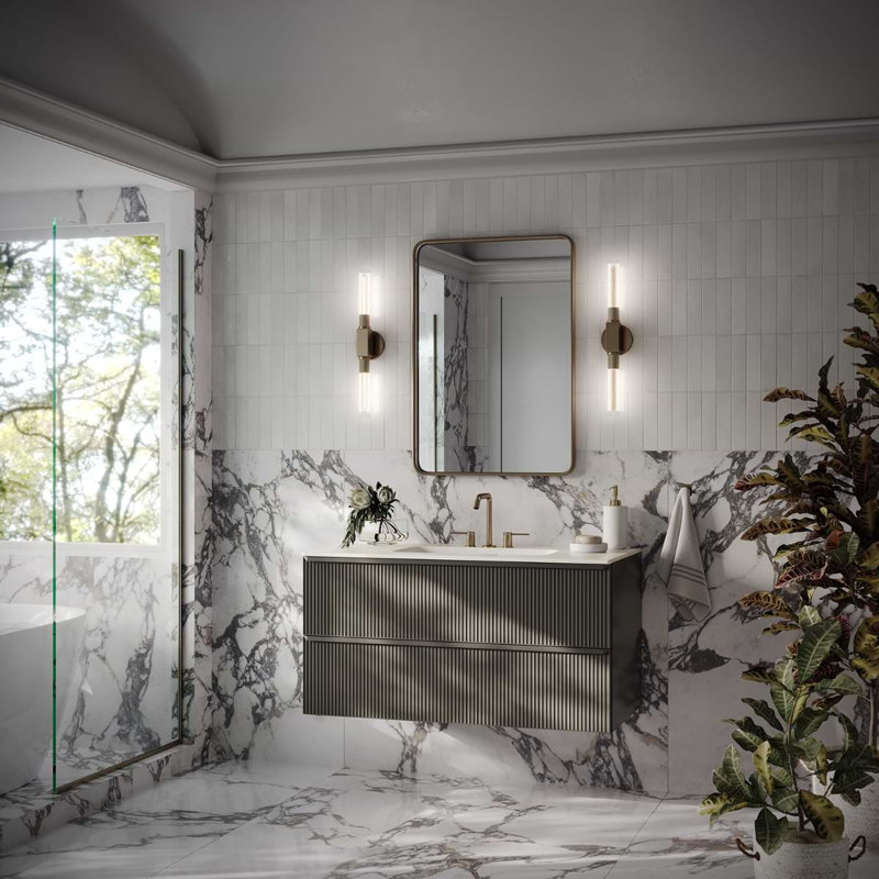 Astor 42" Single Vanity With Integrated White Solid Surfacetop, Black, 30"