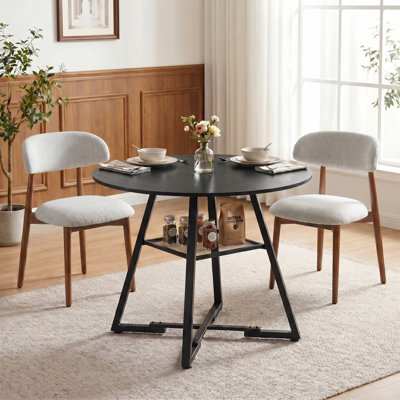Ameah 42"L Round Modern Kitchen Dining Table Set With 32.1"H Dining Chair