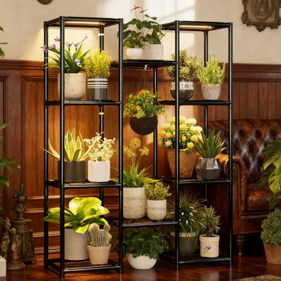 Support pour plante d'intérieur avec étagères de culture en métal à 4 niveaux avec minuterie automatique à spectre complet pour plusieurs plantes