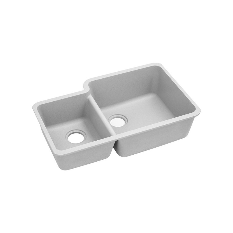 Quartz Classic 33" x 20-11/16" x 9" Double Basin Undermount Kitchen Sink, White