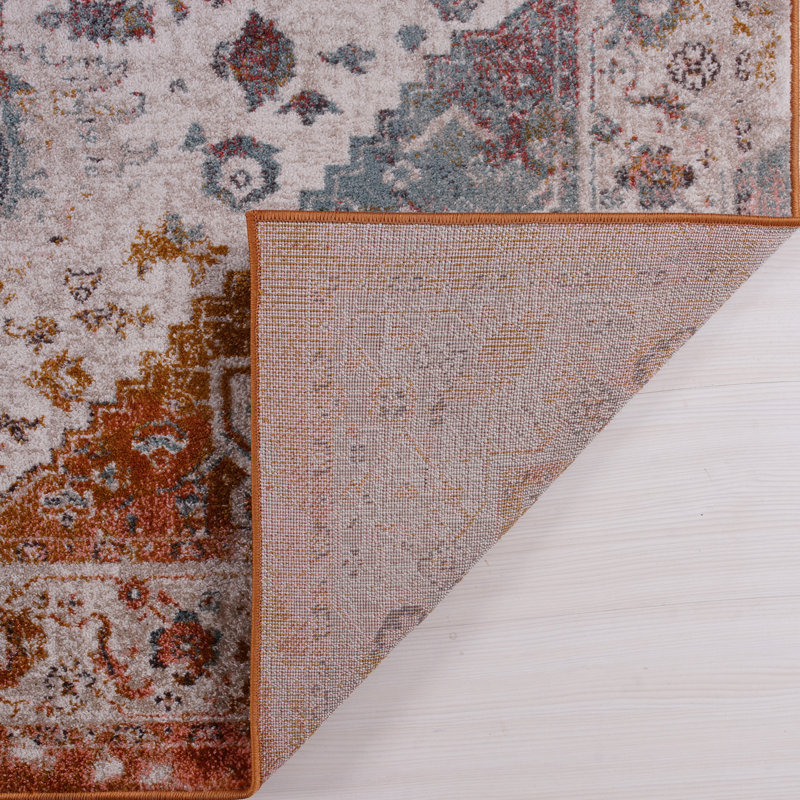 Brun oriental/tapis décoratif gris SantaFe, Rectangle de 6 pi 6 po x 9 pi 7 po