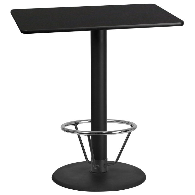 Plateau de table rectangulaire en stratifié avec base ronde et anneau de pied Basnight, H 43,125 po x l 30 po x P 42 po