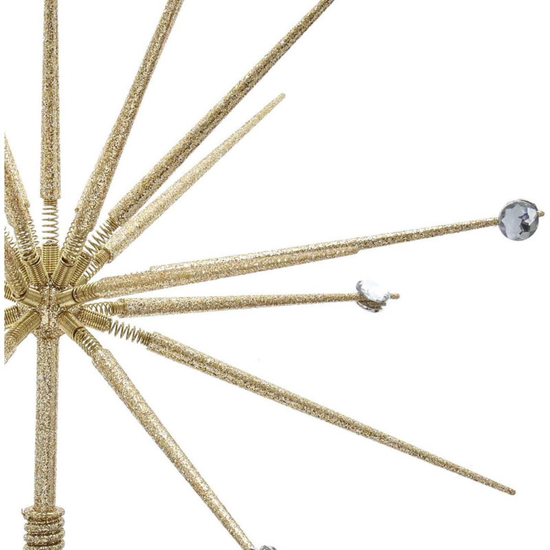 Gold Metal Starburst Tree Topper with Gems