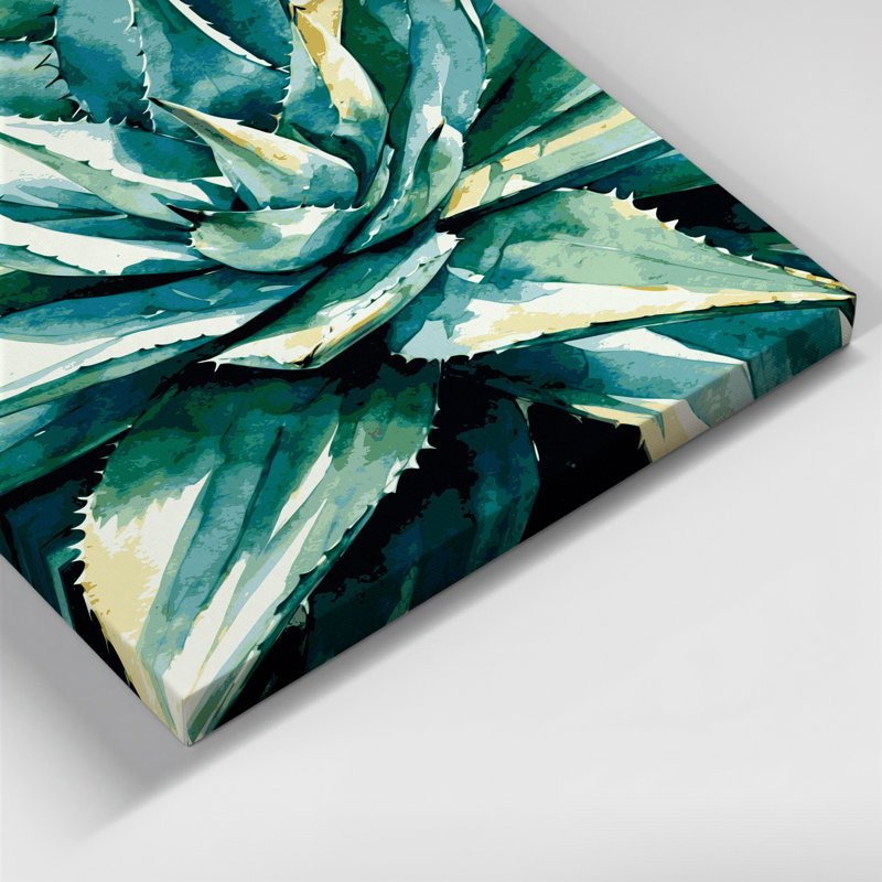 "Watercolor Botanical 56", art mural sur toile verte, H 11 po x l 14 po