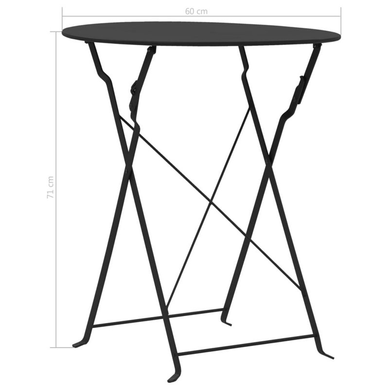2 - Person Patio Dining Set with Round Table, Black