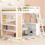 Lit mezzanine blanc avec construction, bureau, tablettes - longévité, tablettes et bureau en blanc, pratique et solide