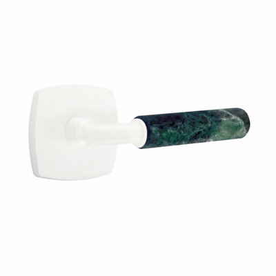 Emtek Select Privacy Leverset, Urban Modern Rosette, R-Bar Stem, Green Marble Handle, LH-6" W x 6" L