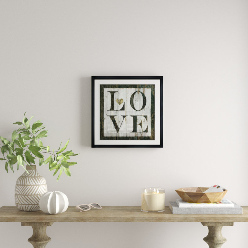 «Love», reproduction d'art textuel, H 26,5 po x l 26,5 po x P 1,5 po, Cadre plastique noir