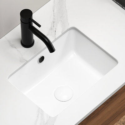 18X14 Inch Undermount White Ceramic Vessel Bathroom Sink, Built - In Overflow, Smooth Design For Indoor And Traditional Bathrooms Milk 6.92 Inches High, American Style Home Lavatories