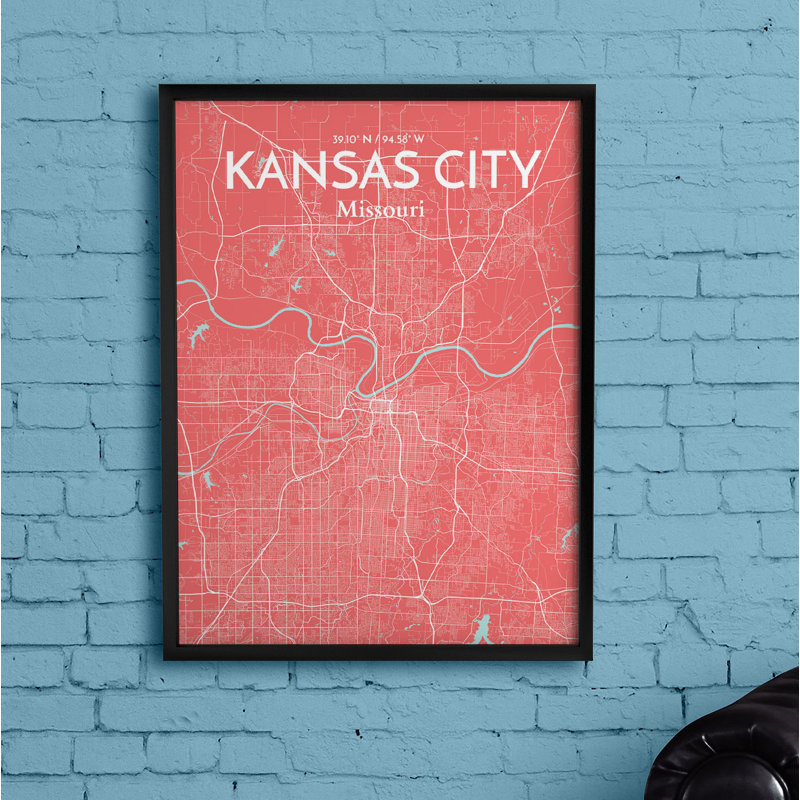 Kansas City Map - No Frame Print, 61cm H x 45.7cm W x 0.1cm D