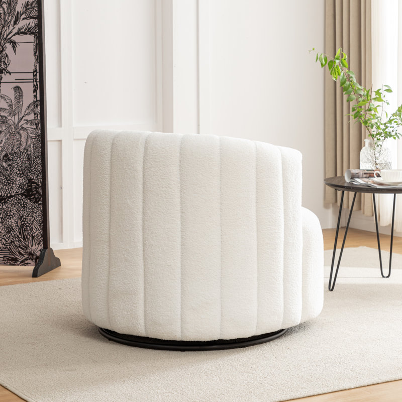 Fauteuil demi-tonneau pivotant rembourré Musaab, Orange