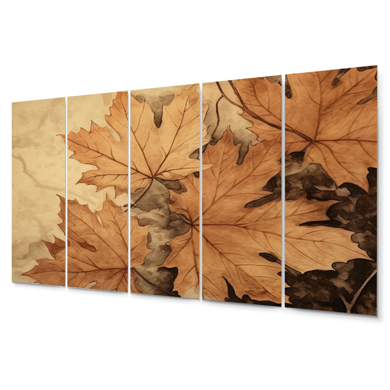 Ensemble de décorations murales florales en métal brun et beige Harmony I