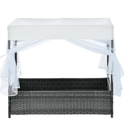 Seasonal Pe Pet Enclosures, Dog Bed With Comfortable 2-Inch Thickness Cushion, Square Tube, Water- Cushion Cover, Suitable For Backyard, Dark Grey Patio Furniture, Cover And Elevated Design, - , 100%