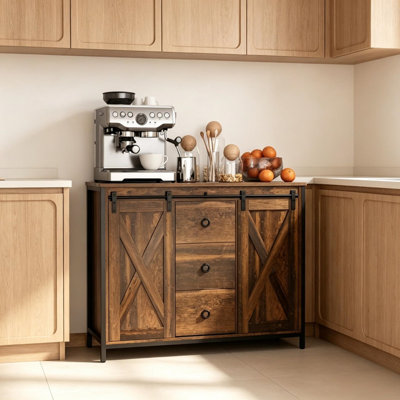 Buffet Rustic Farmhouse Buffet, console autoportante en bois, crédence de rangement polyvalente pour la salle à manger, le salon et la cuisine