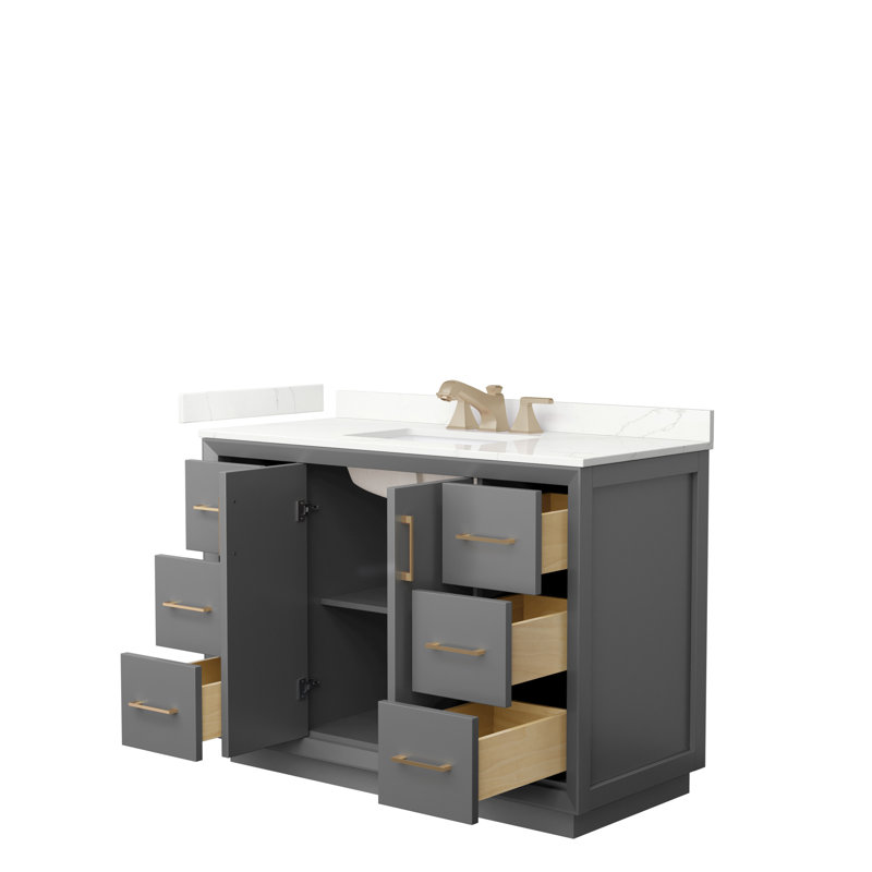 Strada 48'' W Single Vanity, Dark Gray, Giotto Quartz, Brushed Nickel