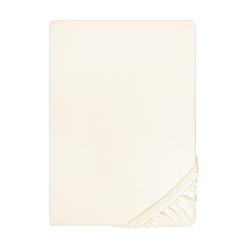 Cotton Blend Jersey Knit Fitted Sheet, Pearl, 140-160 x 200-220 cm