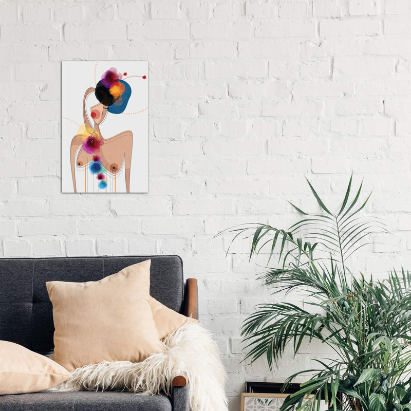 Nude In A Fascinator Hat - Wrapped Canvas Print, 66.04 cm H x 45.72 cm W x 1.91 cm D