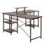 Bureau en L industriel en noyer avec tablettes de rangement