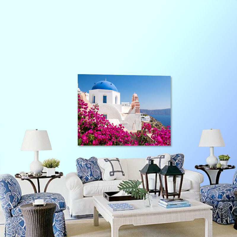 Santorini Summer - photographie, H 40 po x l 60 po x P 1,5 po, Aluminium