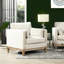 Fauteuil de style campagne moderne Knox, velours beige performance 36 po Knox-1013808316