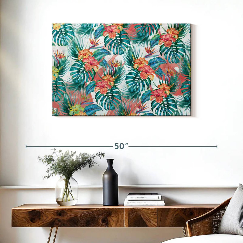 Feuillage tropical et fleurs Kerner, H 24 po x l 36 po