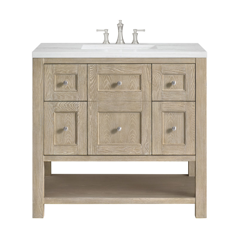 Breckenridge 36'' W Single Vanity, Whitewashed Oak, 8" Widespread, Parisien Bleu