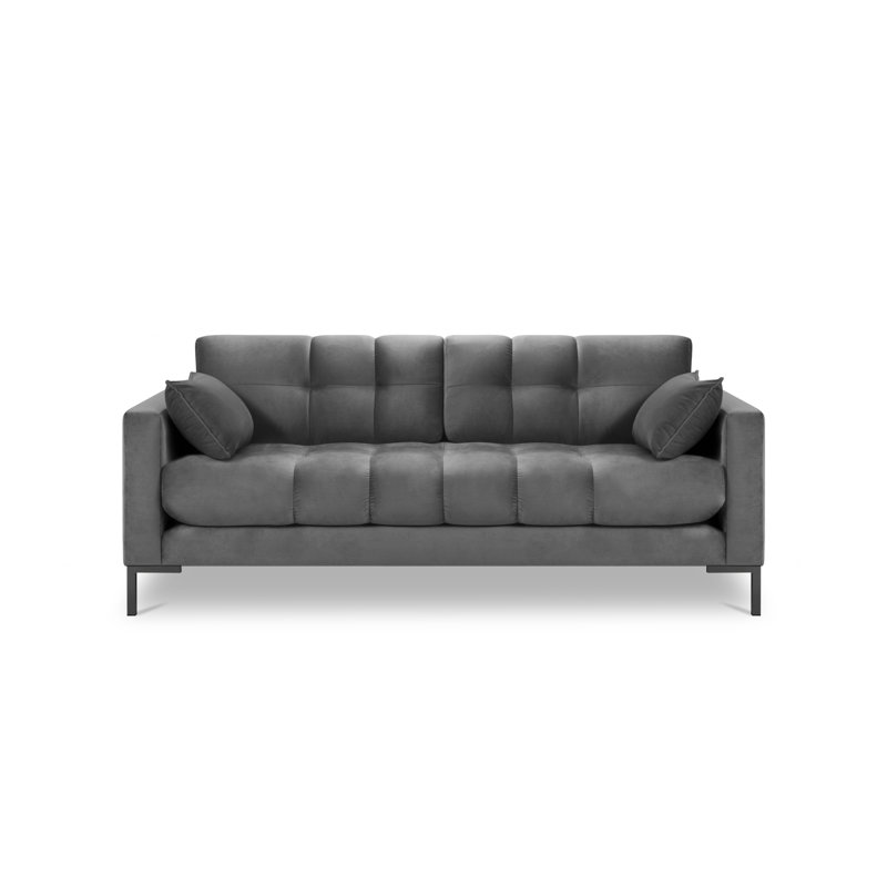 Francisca 2 Seater Sofa, Light Grey, Black