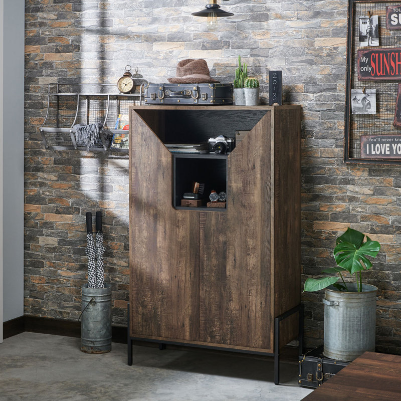 Harlan Shoe Cabinet with Open Shelf, Reclaimed Oak