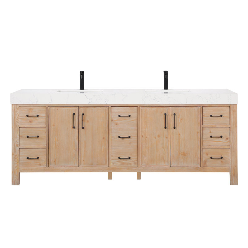 Ensemble de meuble-lavabo double 84 po , Brun, Blanc, Noir mat