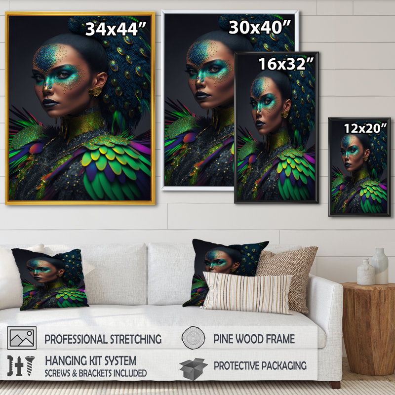 «Avant Garde Fashion Portrait IV - Woman Avant-Garde», reproduction d'art, H 40 po x l 30 po x P 1,5 po, Cadre flottant noir