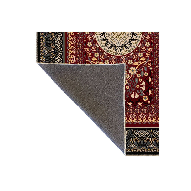 Tapis tissé bourgogne à motif lavable, Tapis de couloir 3 pi 3 po x 9 pi 10 po