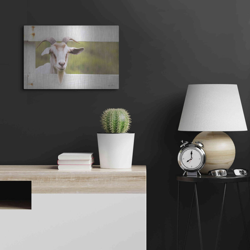 "Goat At Fence" par Lori Deiter, H 16 po x l 24 po