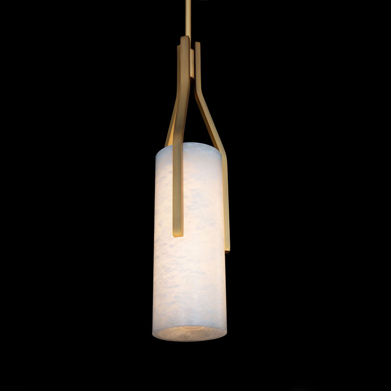 Firenze Aged Brass LED Pendant with Spanish Alabaster Shade