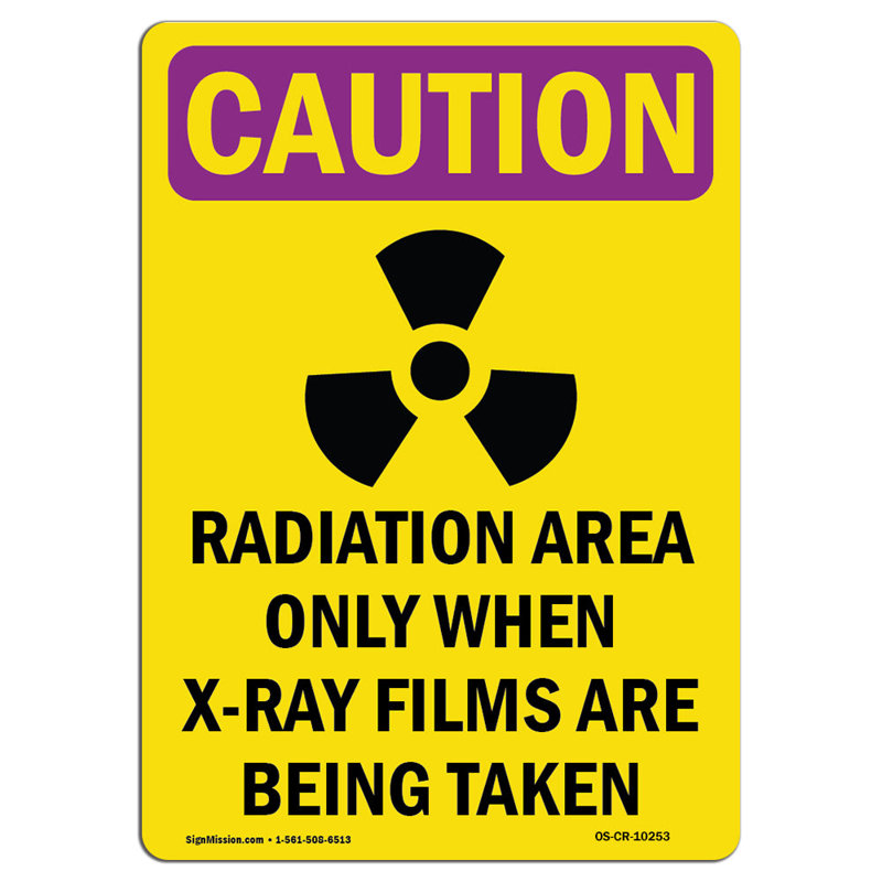Zone de rayonnement seulement avec symbole, H 18 po x l 12 po x P 0,1 po