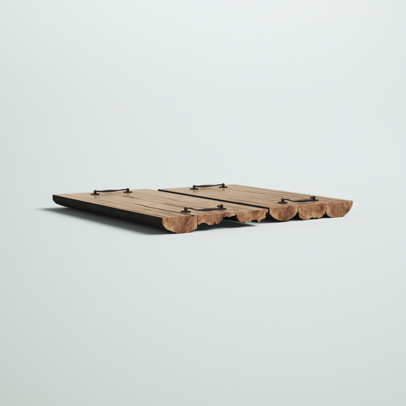 Ensemble de 2 plateaux en bois de teck Dez