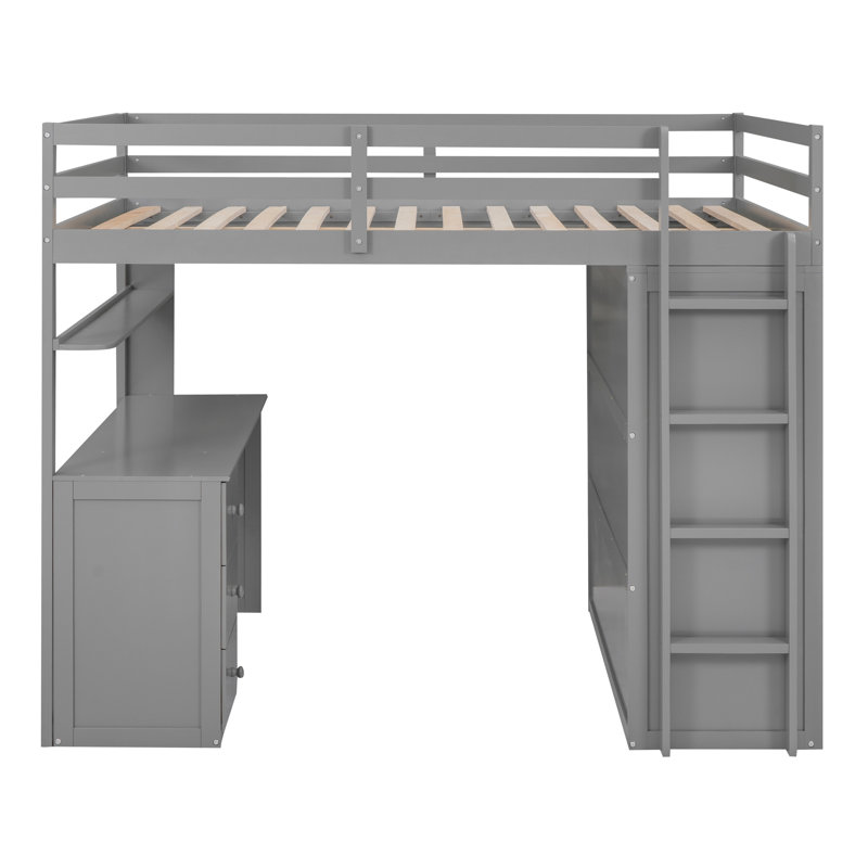 Falishia Kids Full,Twin Loft Bed with Drawers, Full / Double, Gray