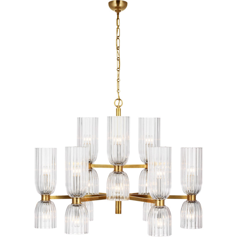 Aerin Asalea Medium Two-Tier Chandelier, Antique Brass