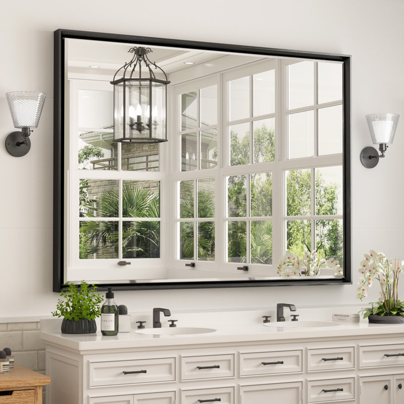 Miroir de salle de bain mural Lohoski, Noir, 30 po x 40 po